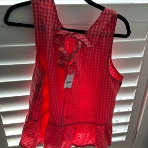 JCrew , NWT, sleeveless checkered top , 100% cotton , pink and red , size xl